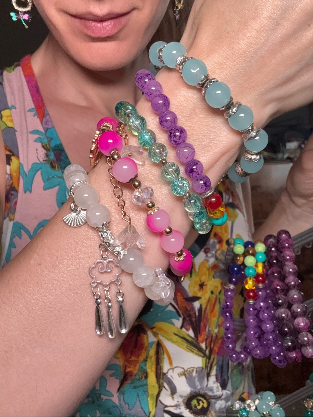 2 for $10 Glass Beaded Charm Bracelets